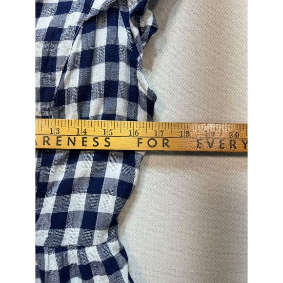 Old Navy Women's Wrap V Neck Midi Dress Flutter Sleeve Size M Blue White Gingham - Picture 9 of 13